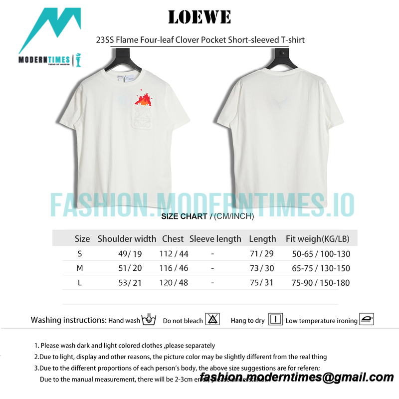 Loewe - 23SS Flame Four-leaf Clover Pocket Short-sleeved T-shirt Loewe - 23SS Flame Four-leaf Clover Pocket Short-sleeved T-shirt